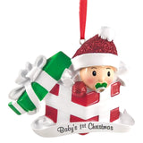 Personalized Baby's First Christmas Ornament - Red Present Box