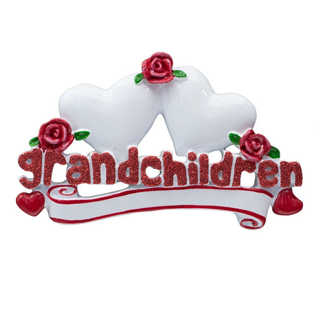 Personalized Grandchildren with 2 Hearts Christmas Ornament