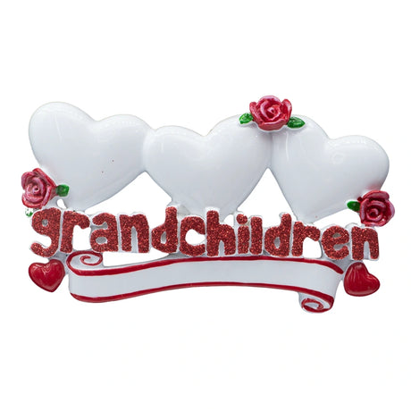 Personalized Grandchildren with 3 Hearts Christmas Ornament