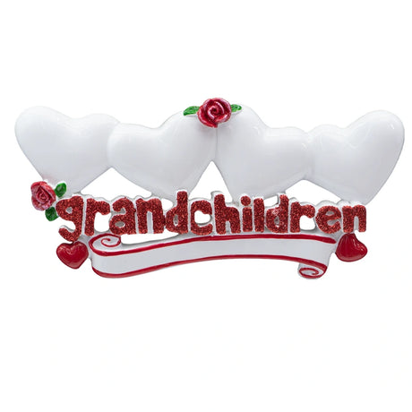 Personalized Grandchildren with 4 Hearts Christmas Ornament