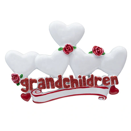 Personalized Grandchildren with 5 Hearts Christmas Ornament