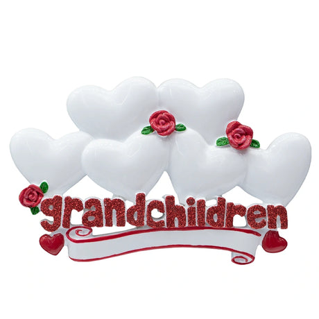 Personalized Grandchildren with 6 Hearts Christmas Ornament