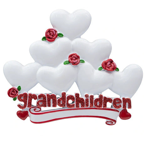 Personalized Grandchildren with 7 Hearts Christmas Ornament