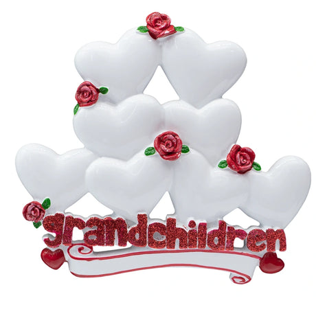 Personalized Grandchildren with 8 Hearts Christmas Ornament