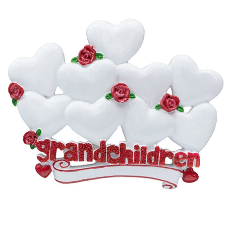 Personalized Grandchildren with 9 Hearts Christmas Ornament