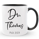 Custom Dr Coffee Mug, Personalized PhD Graduation Gift