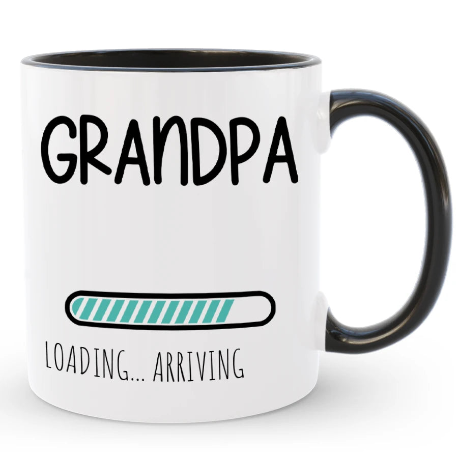 Custom Grandpa Loading Coffee Mug, Pregnancy Reveal Gift for Dad