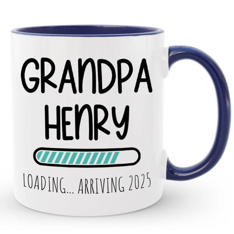 Custom Grandpa Loading Coffee Mug, Pregnancy Reveal Gift for Dad