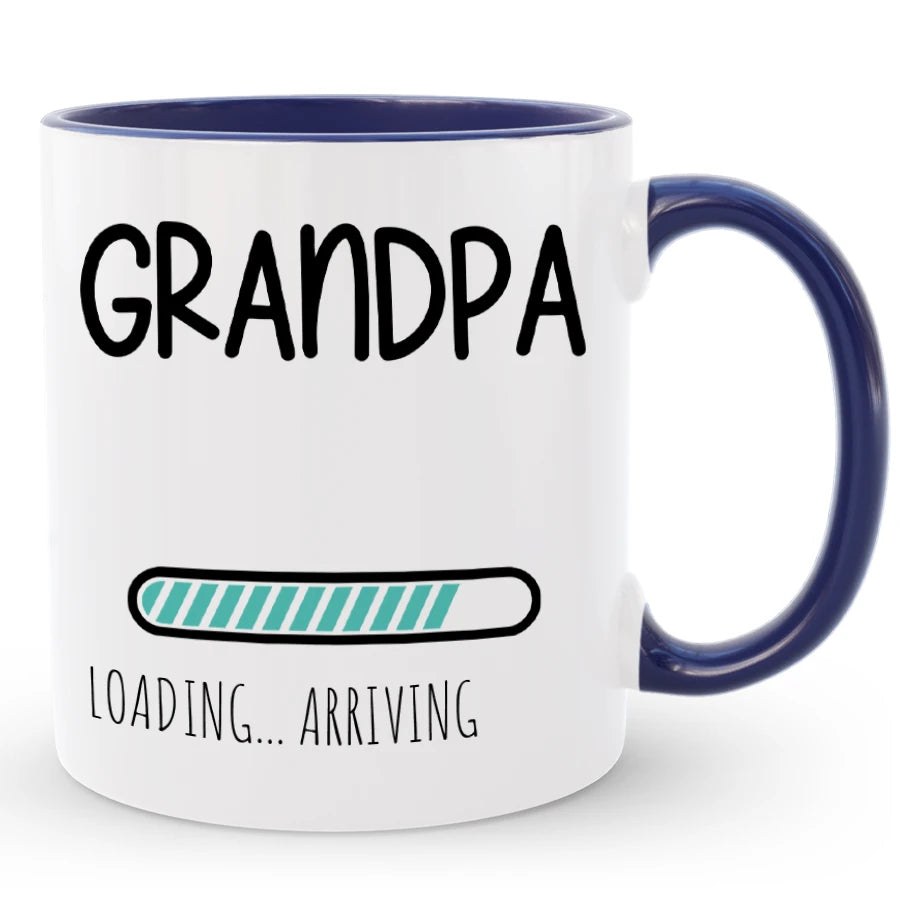 Custom Grandpa Loading Coffee Mug, Pregnancy Reveal Gift for Dad