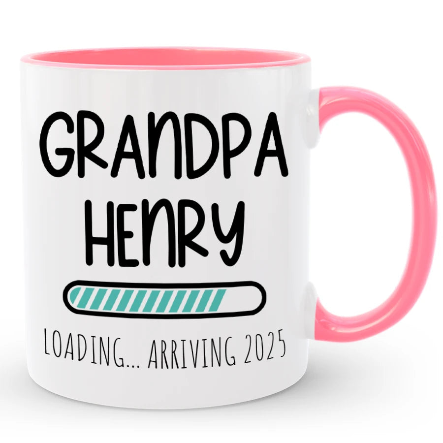 Custom Grandpa Loading Coffee Mug, Pregnancy Reveal Gift for Dad