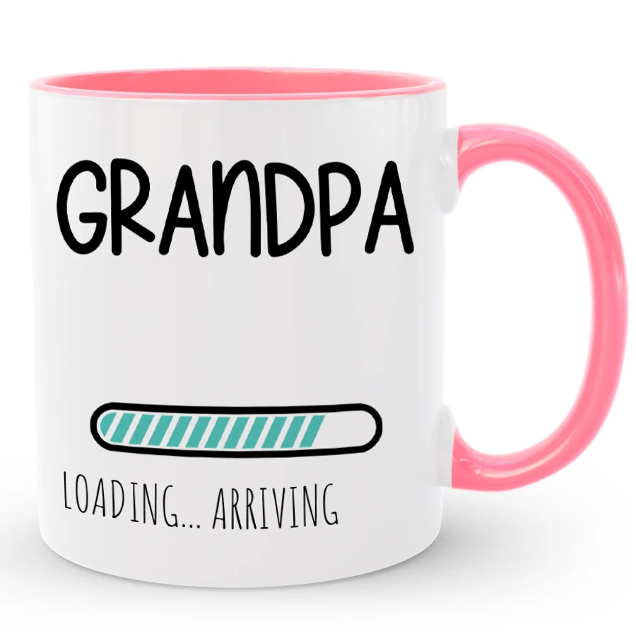 Custom Grandpa Loading Coffee Mug, Pregnancy Reveal Gift for Dad