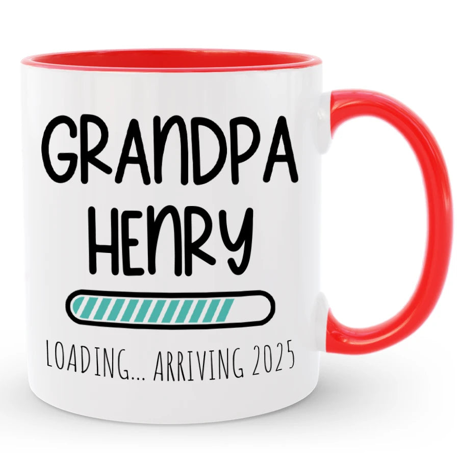 Custom Grandpa Loading Coffee Mug, Pregnancy Reveal Gift for Dad