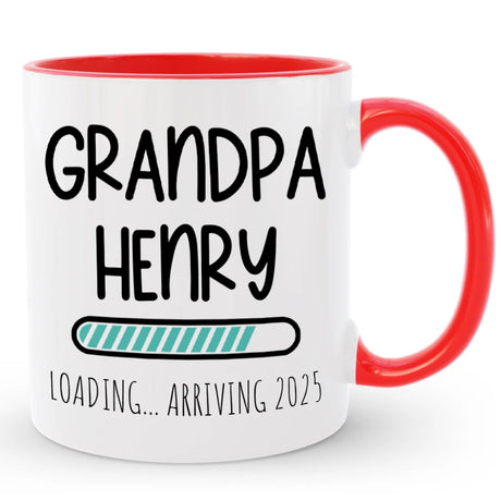 Custom Grandpa Loading Coffee Mug, Pregnancy Reveal Gift for Dad