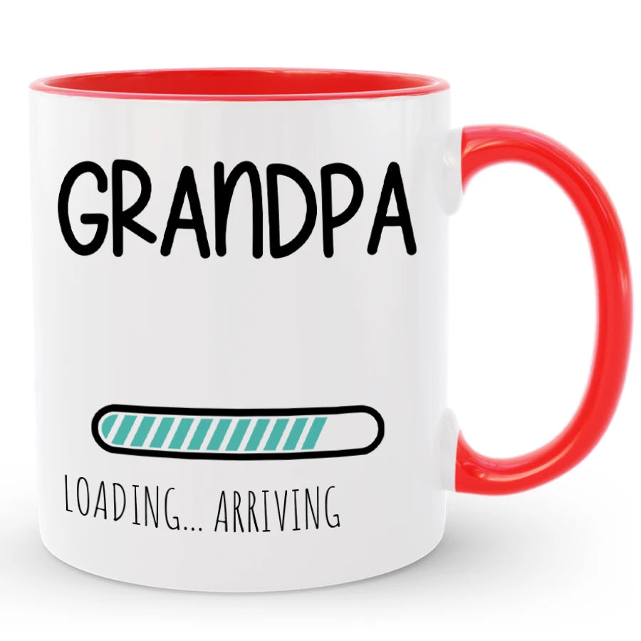 Custom Grandpa Loading Coffee Mug, Pregnancy Reveal Gift for Dad