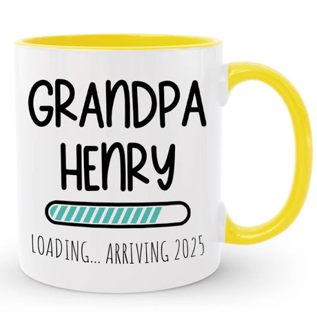 Custom Grandpa Loading Coffee Mug, Pregnancy Reveal Gift for Dad