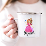 Custom Name Kids Mug, Princess Girl Hot Chocolate Toddler Mug