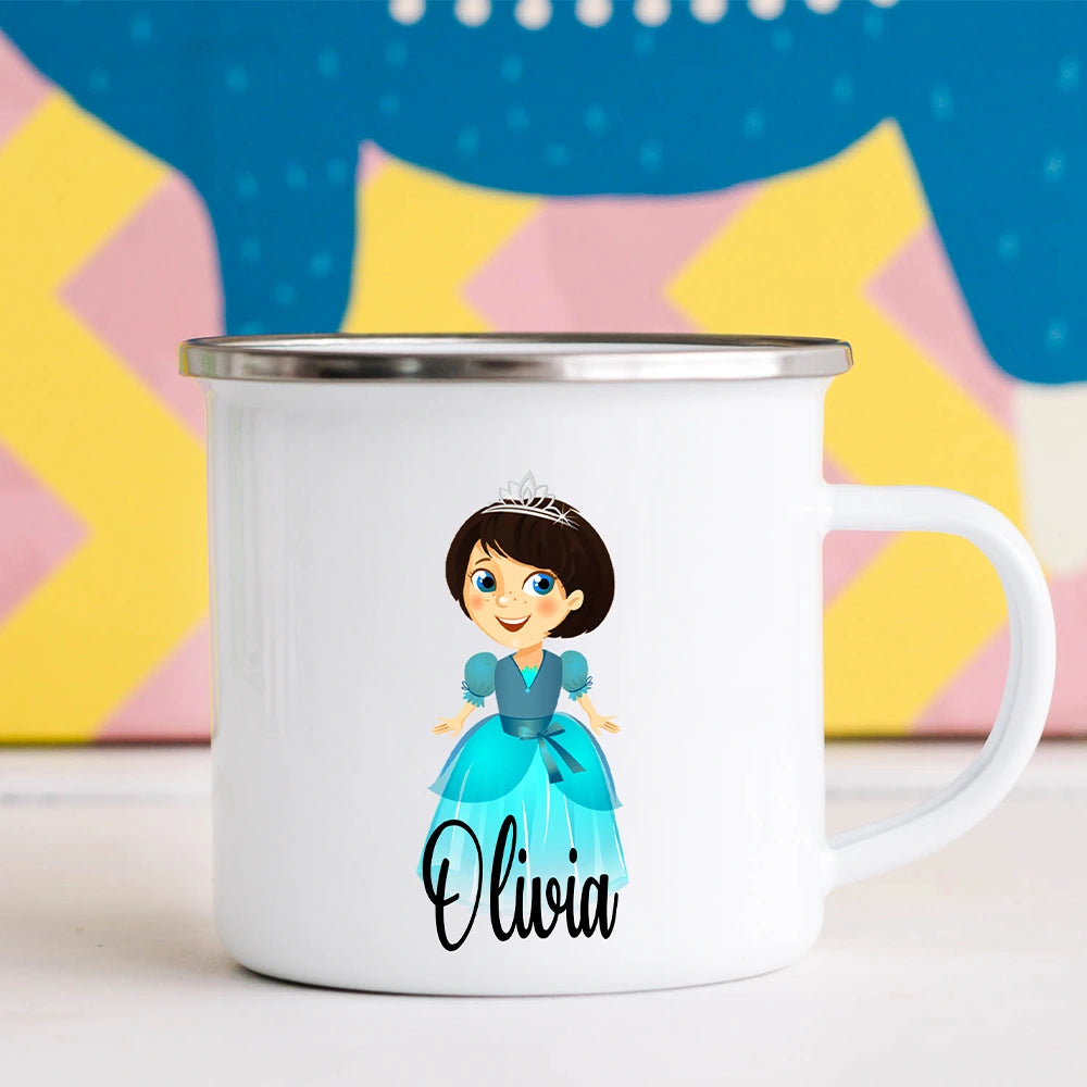 Custom Name Kids Mug for Girls, Princess Hot Chocolate Toddler Mug