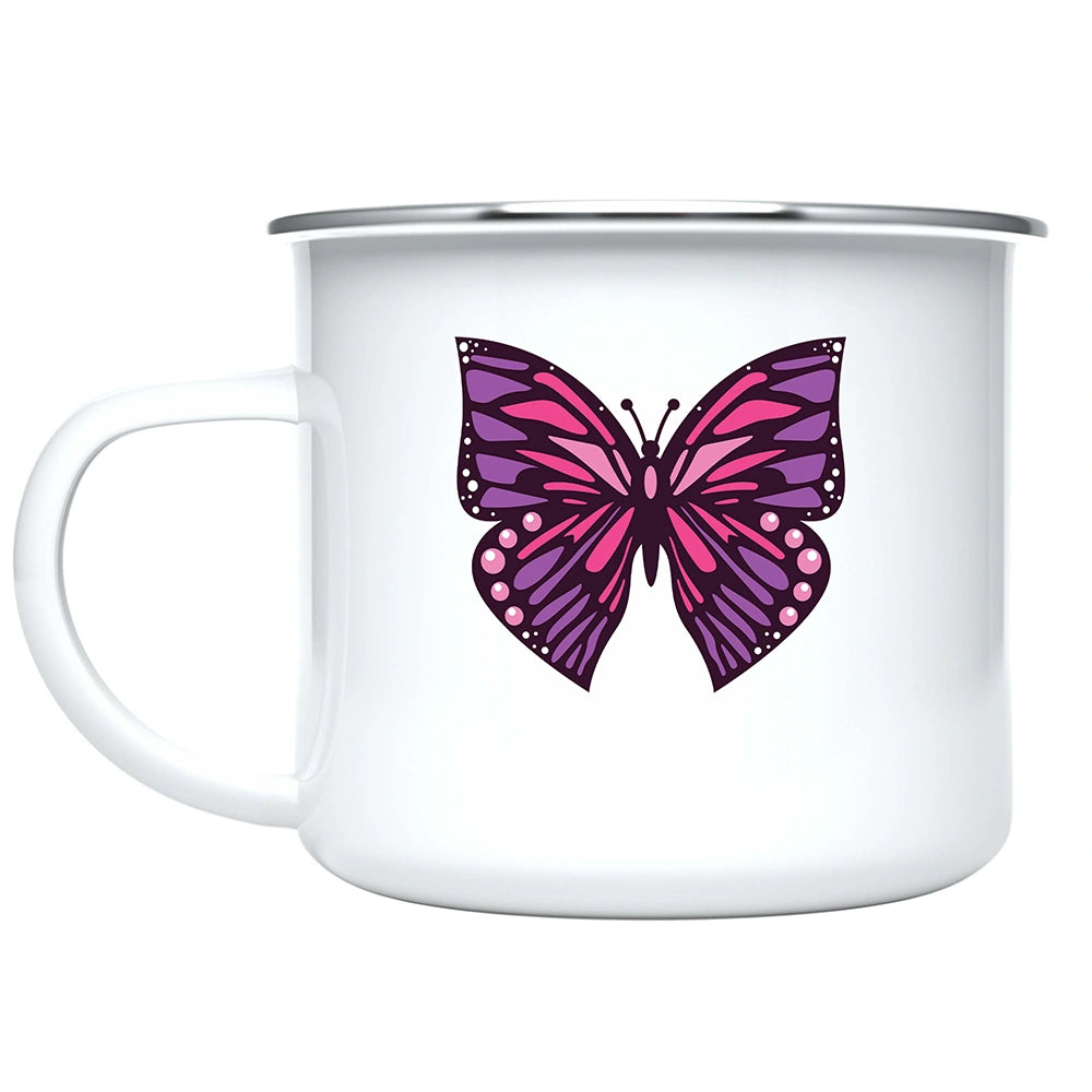 Custom Kids Mug with Name for Girls, Butterfly Hot Chocolate Toddler Mug