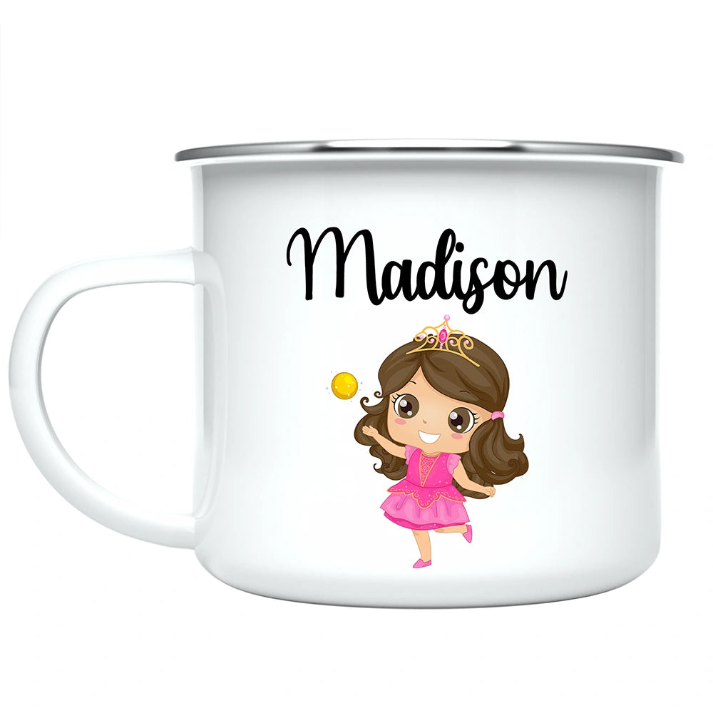 Custom Kids Mug with Name for Girls, Princess Hot Chocolate Toddler Mug