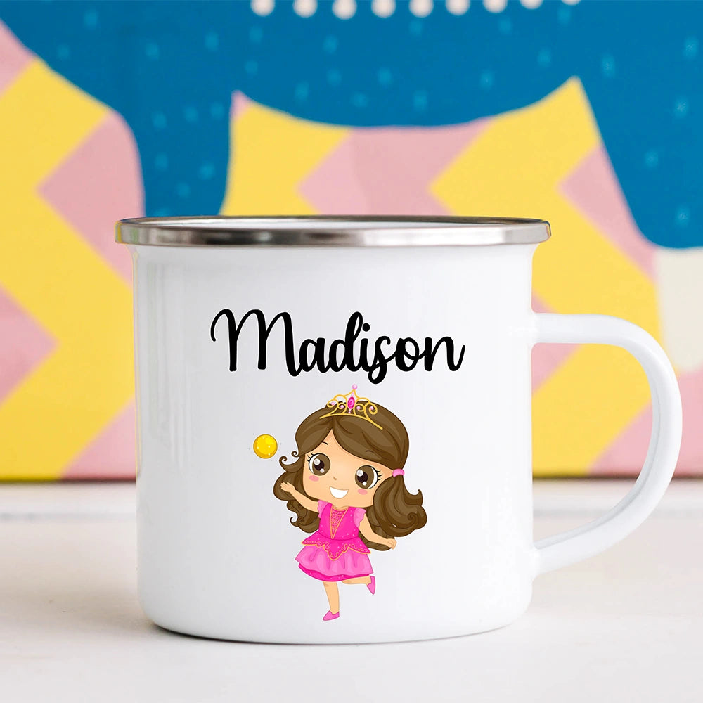 Custom Kids Mug with Name for Girls, Princess Hot Chocolate Toddler Mug