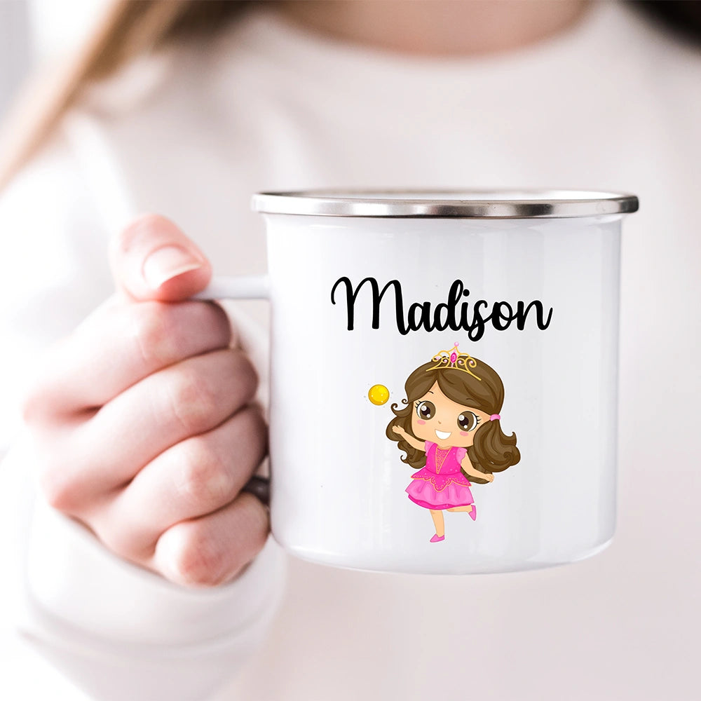 Custom Kids Mug with Name for Girls, Princess Hot Chocolate Toddler Mug