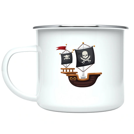 Custom Kids Mug for Boys, Pirate Ship Hot Chocolate Toddler Mug