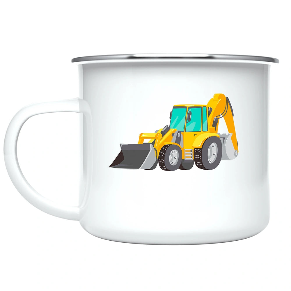 Custom Name Kids Mug, Hot Cocoa Excavator Mug for Toddler Boy