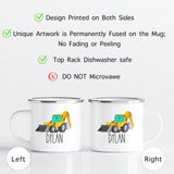 Custom Name Kids Mug, Hot Cocoa Excavator Mug for Toddler Boy