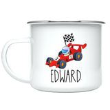 Custom Name Kids Mug, F1 Car Hot Cocoa Mug for Toddler Boy