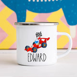 Custom Name Kids Mug, F1 Car Hot Cocoa Mug for Toddler Boy