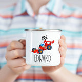 Custom Name Kids Mug, F1 Car Hot Cocoa Mug for Toddler Boy