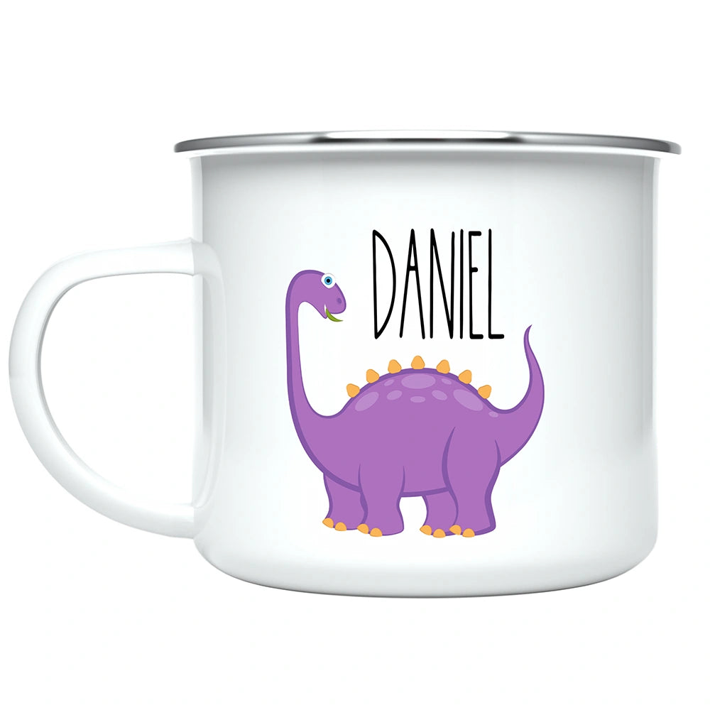 Custom Name Kids Mug for Boys & Girls, Dinosaur Hot Chocolate Toddler Mug