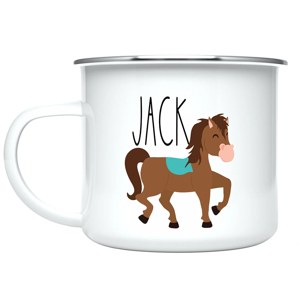 Custom Kids Mug for Boys & Girls, Horse Hot Chocolate Toddler Mug