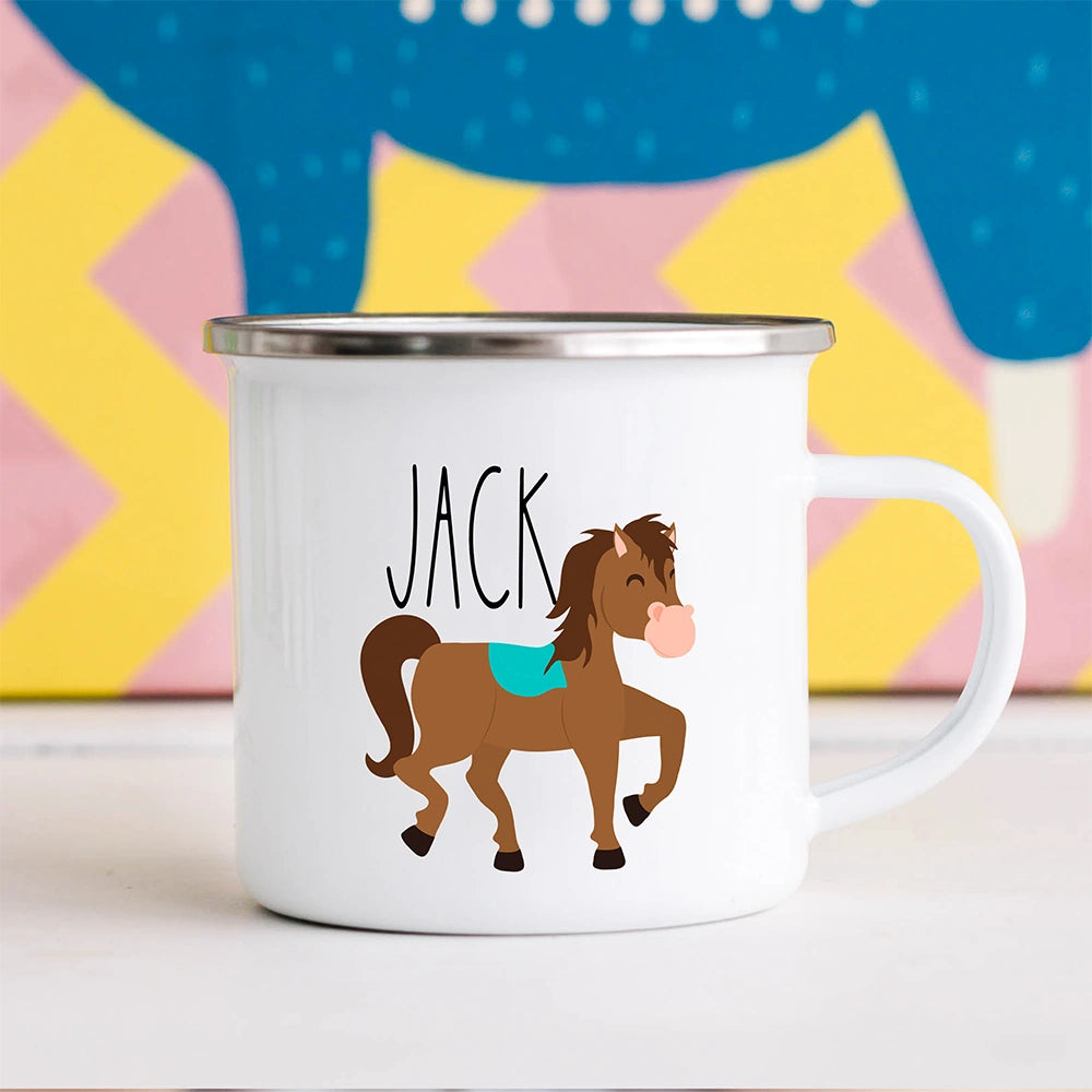 Custom Kids Mug for Boys & Girls, Horse Hot Chocolate Toddler Mug