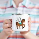 Custom Kids Mug for Boys & Girls, Horse Hot Chocolate Toddler Mug