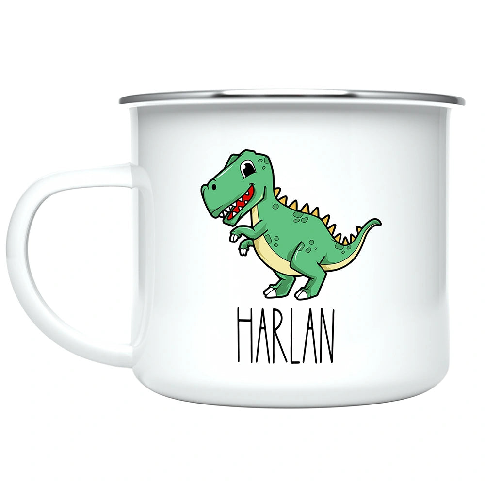 Custom Name Kids Mug for Boys & Girls, T-Rex Hot Chocolate Toddler Mug