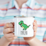 Custom Name Kids Mug for Boys & Girls, T-Rex Hot Chocolate Toddler Mug