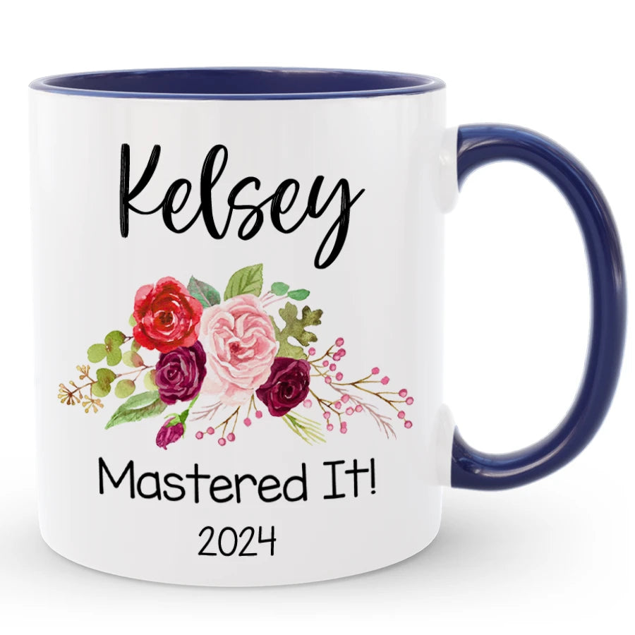 Custom Master's Degree Graduation Mug Gift with Name and Year