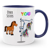 Custom Sister Unicorn Coffee Mug, Funny Gift to Sister