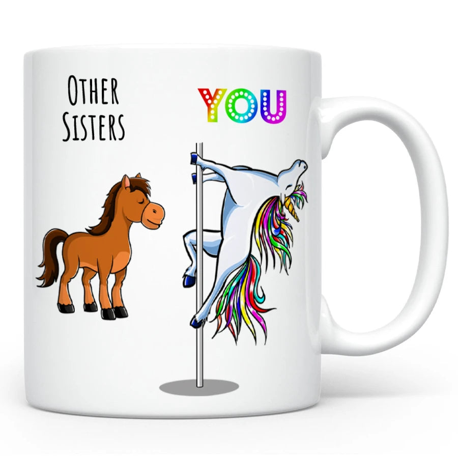 Custom Sister Unicorn Coffee Mug, Funny Gift to Sister