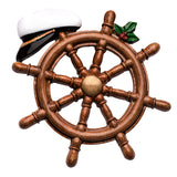 Personalized Captain Christmas Ornament White Sailor Hat on Wheel