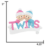 Personalized Twin Boy & Girl Christmas Ornament