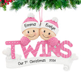 Personalized Twin Girls Christmas Ornament