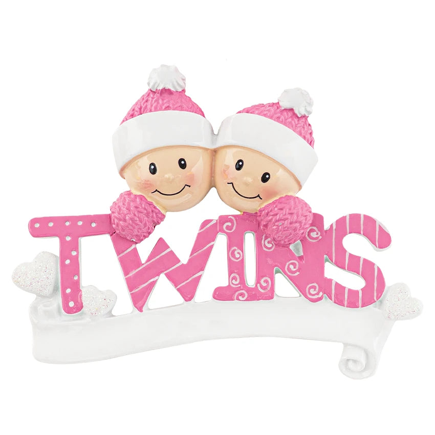 Personalized Twin Girls Christmas Ornament