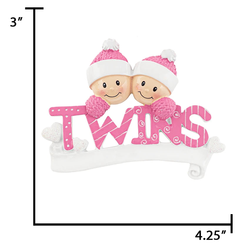 Personalized Twin Girls Christmas Ornament