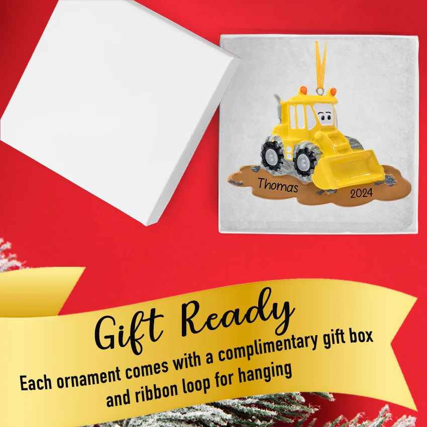 Personalized Bulldozer Christmas Ornament