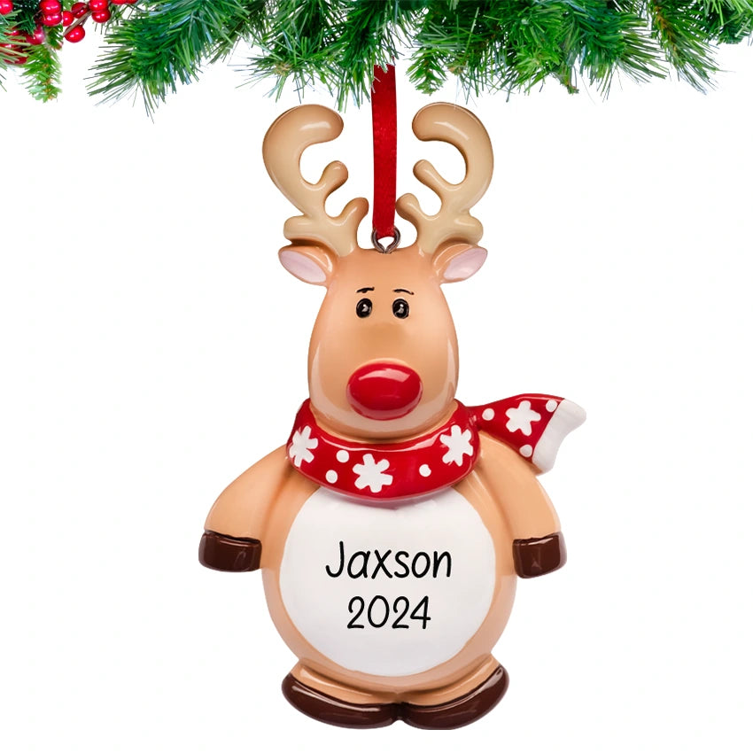 Personalized Red Nosed Reindeer Christmas Ornament