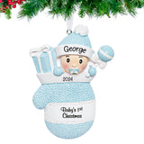 Personalized Baby's First Christmas Ornament - Baby Boy in Mitten