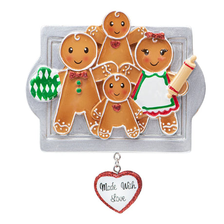 Personalized Made with Love Family of 4 Christmas Ornament