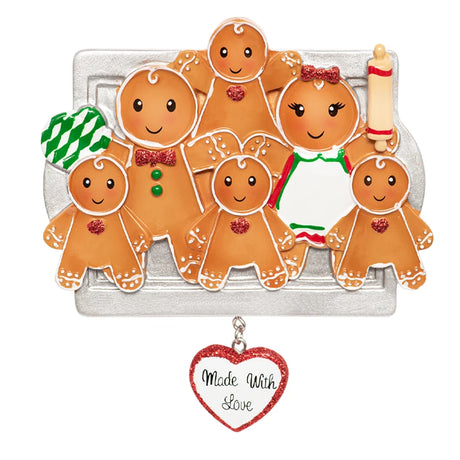 Personalized Made with Love Family of 6 Christmas Ornament